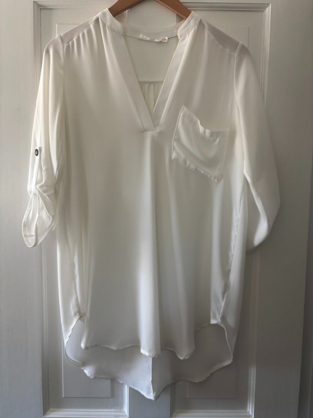 Lush White Sheer Tunic Blouse in XS